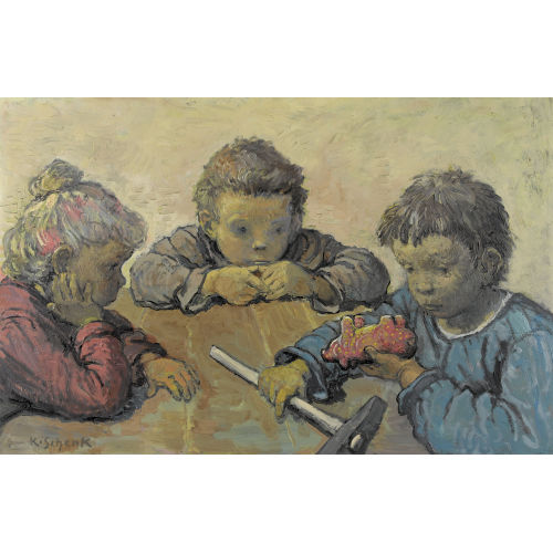 KARL SCHENK : Kinder mit einem Sparschwein (DOBIASCHOFSKY AUKTIONEN AG)