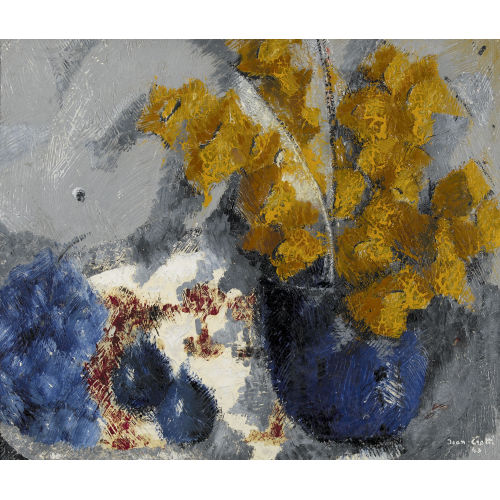JEAN CROTTI : Nature morte aux raisins, pruneaux et branches automnales (DOBIASCHOFSKY AUKTIONEN AG)