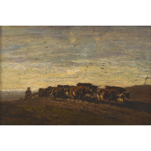 CHARLES JEAN FERDINAND HUMBERT : Bauer mit Ochsengespann beim Pfl�gen (DOBIASCHOFSKY AUKTIONEN AG)