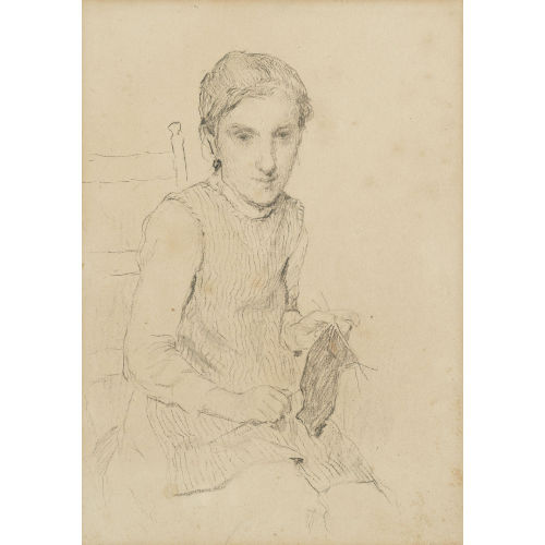 ALBERT ANKER : Strickendes M�dchen (DOBIASCHOFSKY AUKTIONEN AG)