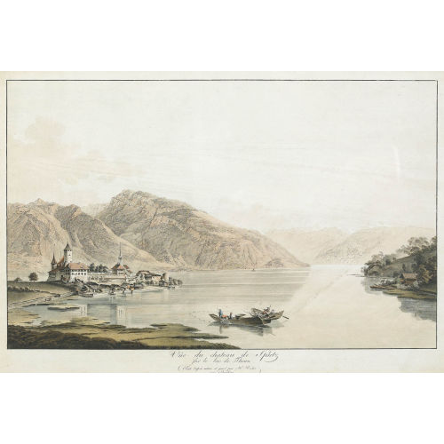 HEINRICH RIETER : 'V�e du chateau de Spietz/sur le lac de Thoun' (DOBIASCHOFSKY AUKTIONEN AG)
