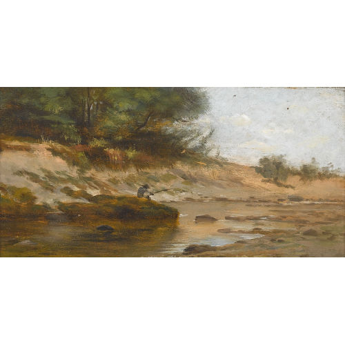 GUSTAVE EUG�NE CASTAN : Flusspartie mit Angler (DOBIASCHOFSKY AUKTIONEN AG)