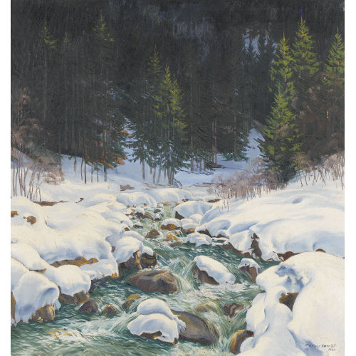 MARCUS JACOBI : Winterlicher Bergbach (DOBIASCHOFSKY AUKTIONEN AG)