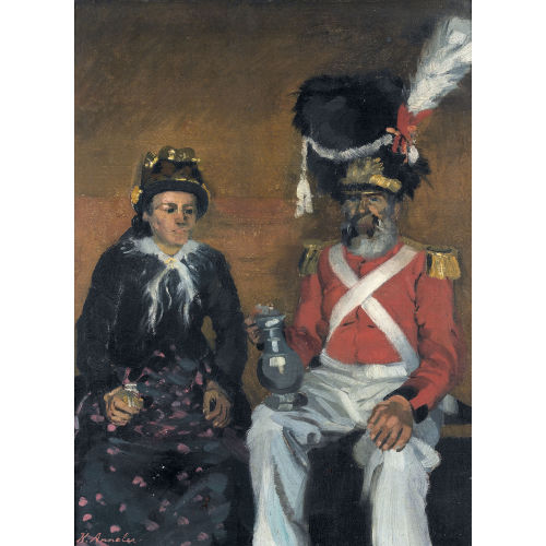 KARL ANNELER : Walliser Trachtenfrau und ein Herrgottsgrenadier (DOBIASCHOFSKY AUKTIONEN AG)