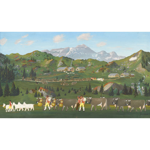 CHRISTIAN VETSCH : Alpaufzug vor Appenzeller Landschaft (DOBIASCHOFSKY AUKTIONEN AG)
