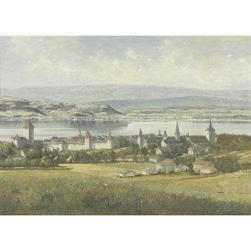 WALTER) FELBRA (EIGTL. FELLER-BRAND : Blick auf Murten und den Mont-Vully (DOBIASCHOFSKY AUKTIONEN AG)