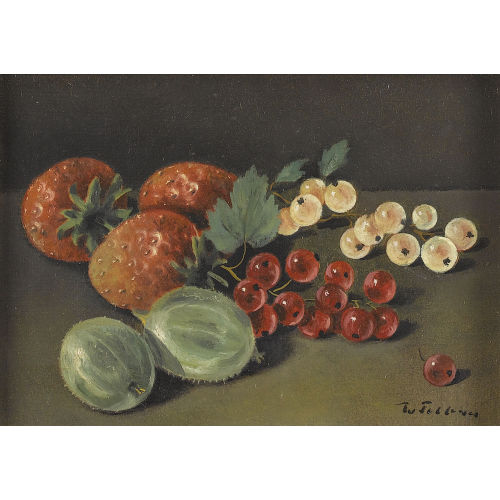 WALTER) FELBRA (EIGTL. FELLER-BRAND : Stillleben mit Erd-, Johannis- und Stachelbeeren (DOBIASCHOFSKY AUKTIONEN AG)