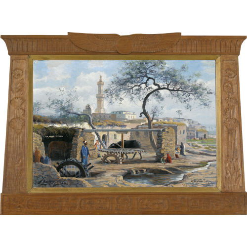 �DOUARD JEANMAIRE : L�ndliche Szenerie mit einer Moschee bei Kairo (DOBIASCHOFSKY AUKTIONEN AG)
