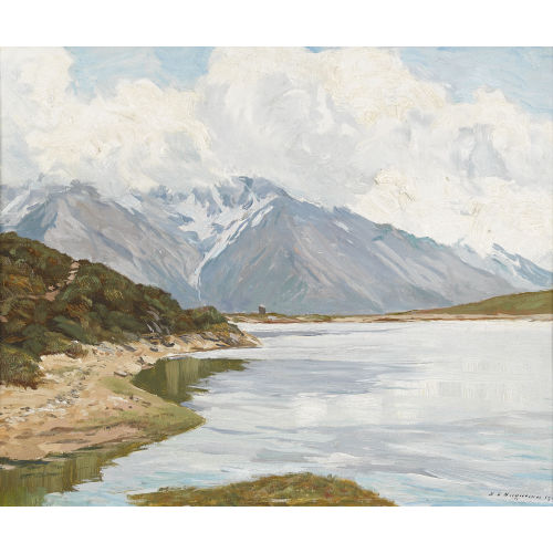 HENRI �DOUARD HUGUENIN-VIRCHAUX : 'Bettmersee - Le Bettlihorn' (DOBIASCHOFSKY AUKTIONEN AG)