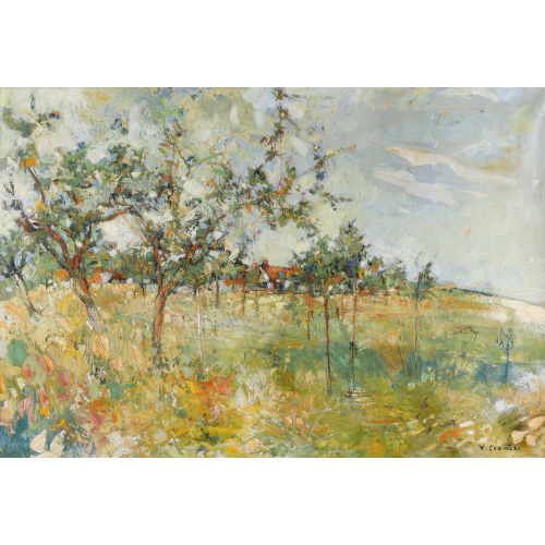 YVES JEAN COMM�RE : Sommerliche Landschaft mit B�umen und Hof (DOBIASCHOFSKY AUKTIONEN AG)