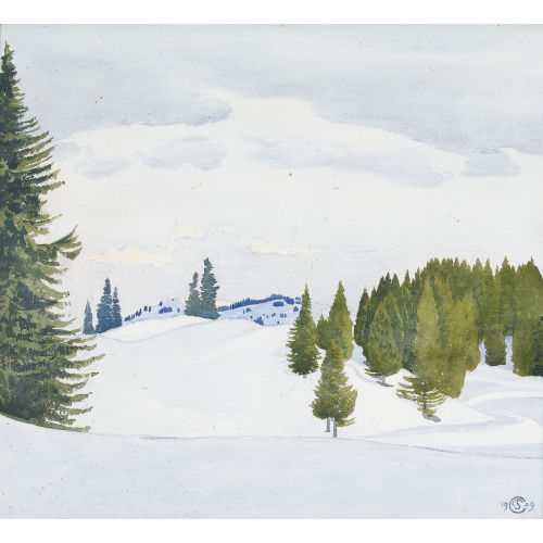 PLINIO COLOMBI : Winterliche Landschaft mit Tannen (DOBIASCHOFSKY AUKTIONEN AG)
