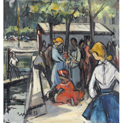 WALTER MAFLI : Sommerliche Promenade mit Spazierg�ngern (DOBIASCHOFSKY AUKTIONEN AG)