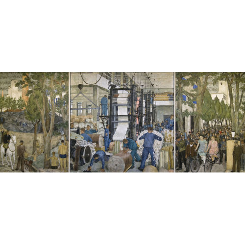 HANS BERGER : Papierfabrik Biberist. Triptychon (DOBIASCHOFSKY AUKTIONEN AG)