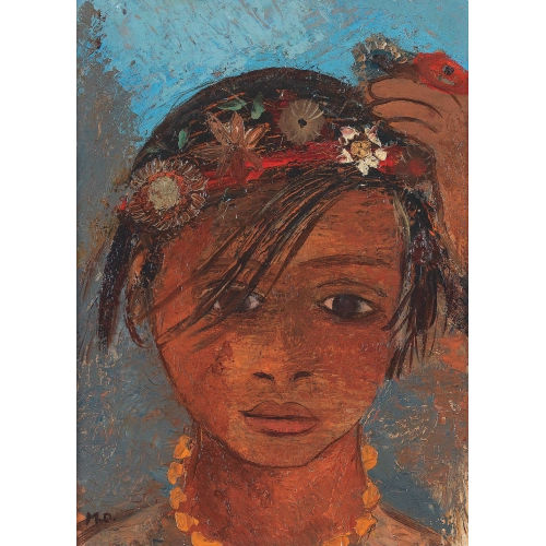 MARGHERITA OSSWALD-TOPPI : M�dchen mit Blumenband im Haar (DOBIASCHOFSKY AUKTIONEN AG)