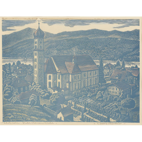 JOSEF (GIUSEPPE) HAAS-TRIVERIO : 'Sachseln - Bruder Klausen Kirche' (DOBIASCHOFSKY AUKTIONEN AG)