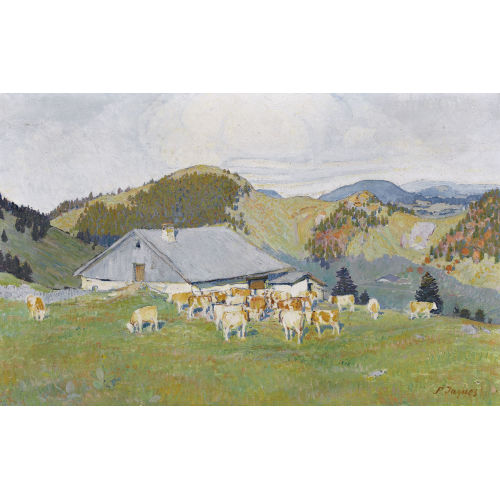 FRAN�OIS LOUIS JAQUES : Sommerliche Alp mit K�hen (DOBIASCHOFSKY AUKTIONEN AG)