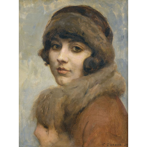 AUGUSTE FR�D�RIC DUFAUX : 'Portrait de jeune fille' (DOBIASCHOFSKY AUKTIONEN AG)