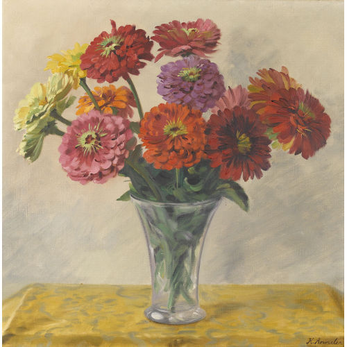 KARL ANNELER : Stillleben mit Zinnien (DOBIASCHOFSKY AUKTIONEN AG)