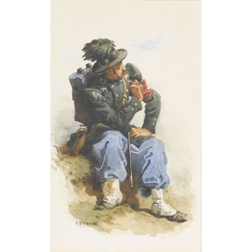 AUGUSTE BACHELIN : Sitzender Schweizer Soldat (DOBIASCHOFSKY AUKTIONEN AG)