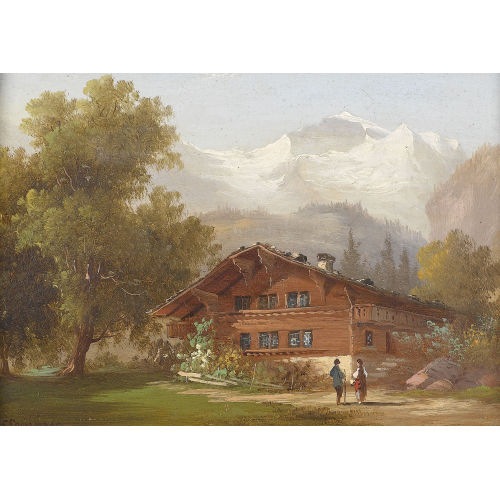 FERDINAND SOMMER : Chalet mit Blick auf die Jungfrau (DOBIASCHOFSKY AUKTIONEN AG)