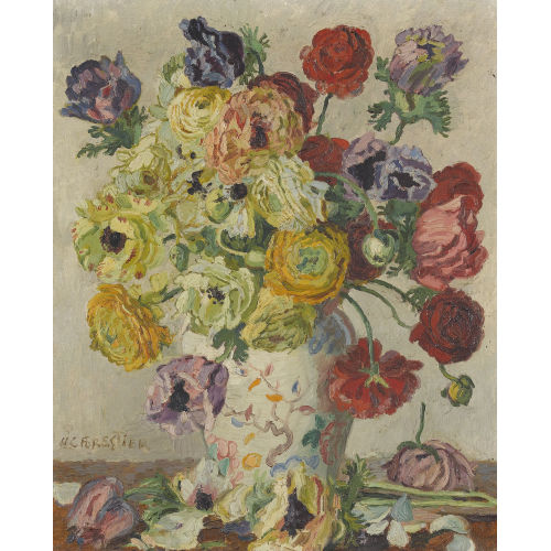 HENRI-CLAUDIUS FORESTIER : Stillleben mit Rosen in Porzellanvase (DOBIASCHOFSKY AUKTIONEN AG)