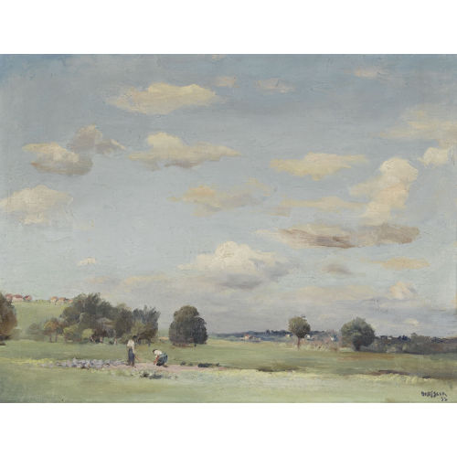 �MILE BRESSLER : Sommerliche Landschaft mit zwei Bauern (DOBIASCHOFSKY AUKTIONEN AG)