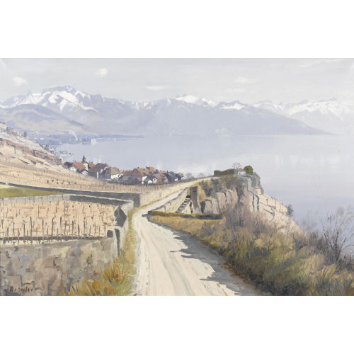 ALBERT DUPLAIN : Rebweg im Lavaux am Genfersee (DOBIASCHOFSKY AUKTIONEN AG)