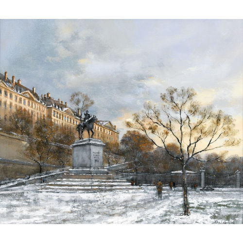 ROGER DELAPIERRE : 'Place Neuve sous la neige' (DOBIASCHOFSKY AUKTIONEN AG)