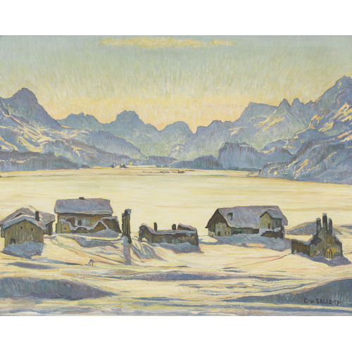 CARL ALBERT VON SALIS-SOGLIO : Sicht auf Sils-Baselgia (DOBIASCHOFSKY AUKTIONEN AG)