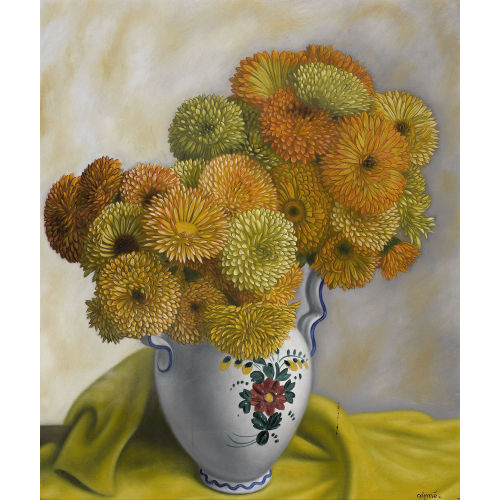 AIM� VICTOR BARRAUD : Stillleben mit Chrysanthemen in grosser Henkelvase (DOBIASCHOFSKY AUKTIONEN AG)