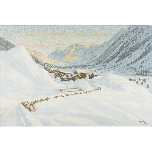 ROLF VOLL� : Winterliches L�tschental mit Ried (DOBIASCHOFSKY AUKTIONEN AG)