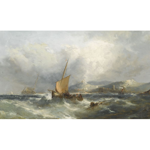 WILLIAM HARRY WILLIAMSON : St�rmische K�stenpartie mit Segelbooten (DOBIASCHOFSKY AUKTIONEN AG)