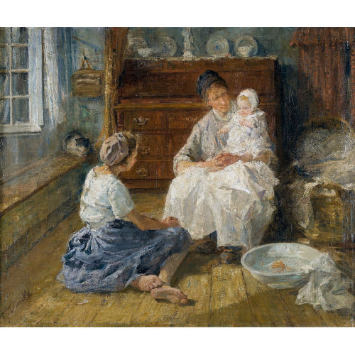 PIERRE JACQUES DIERCKX : Interieur mit Grossmutter und Kind (DOBIASCHOFSKY AUKTIONEN AG)