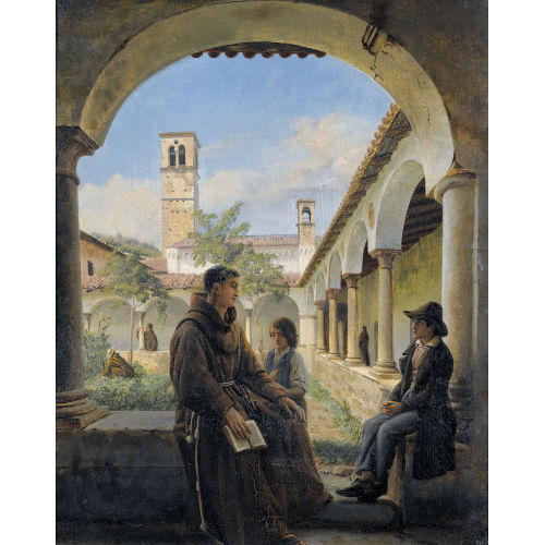 AUR�LE ROBERT : M�nch mit zwei Kindern im Kapuzinerkloster von Lugano (DOBIASCHOFSKY AUKTIONEN AG)