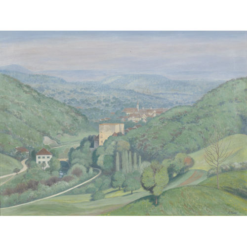 ARTHUR RIEDEL : Sommerliche Landschaft mit Schloss Angenstein (DOBIASCHOFSKY AUKTIONEN AG)