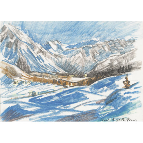 KARL AEGERTER : Winterliches Tal in Graub�nden (DOBIASCHOFSKY AUKTIONEN AG)