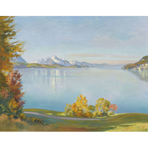 MARCUS JACOBI : Herbstliche Seeuferpartie (DOBIASCHOFSKY AUKTIONEN AG)
