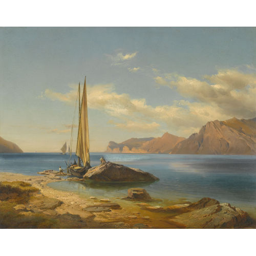 JOHANN GOTTFRIED STEFFAN : 'Ufer am Garda-See in Oberitalien' (DOBIASCHOFSKY AUKTIONEN AG)