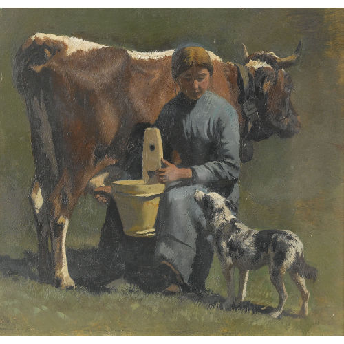 ALBERT LUGARDON : 'Jeannette et sa vache' (DOBIASCHOFSKY AUKTIONEN AG)