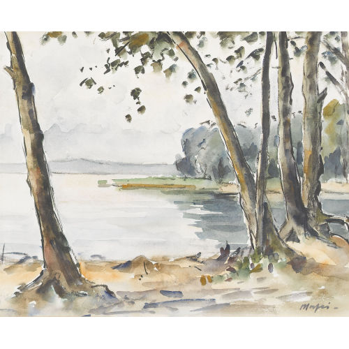 WALTER MAFLI : Herbstliche Uferpartie (DOBIASCHOFSKY AUKTIONEN AG)