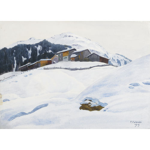 PLINIO COLOMBI : Winterliches Bergdorf (DOBIASCHOFSKY AUKTIONEN AG)