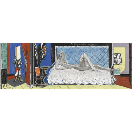 ALBERT) LINDI (EIGTL. LINDEGGER : Interieur mit liegendem weiblichem Akt (DOBIASCHOFSKY AUKTIONEN AG)
