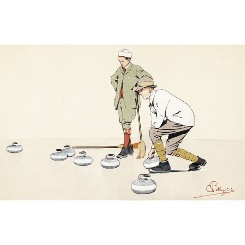 CARLO PELLEGRINI : Zwei Herren beim Curling (DOBIASCHOFSKY AUKTIONEN AG)