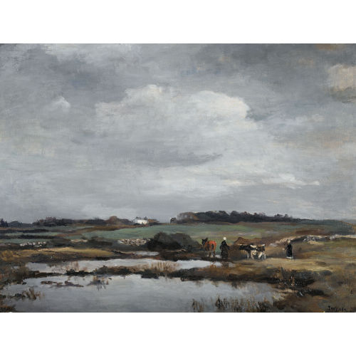 �MILE BRESSLER : Weite Landschaft mit B�uerinnen und Vieh (DOBIASCHOFSKY AUKTIONEN AG)