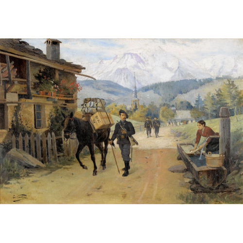 �DOUARD CASTRES : Chasseurs alpins � Combleux avec le Mont-Blanc (DOBIASCHOFSKY AUKTIONEN AG)