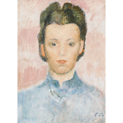CUNO AMIET : Portr�t einer jungen Frau vor rosafarbenem Grund (DOBIASCHOFSKY AUKTIONEN AG)