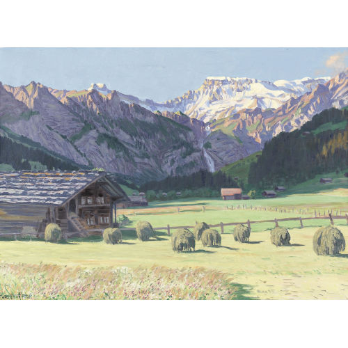 WALDEMAR THEOPHIL FINK : 'Sommermorgen bei Adelboden' (DOBIASCHOFSKY AUKTIONEN AG)