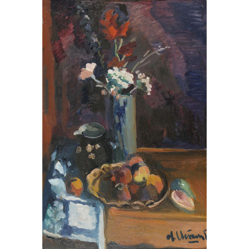 CHARLES CL�MENT : 'Nature morte avec fleurs et p�ches' (DOBIASCHOFSKY AUKTIONEN AG)