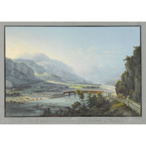 JOHANN LUDWIG BLEULER : 'Vue du ch�teau d′Ortenstein et de l′Entr�e de la vall�e Dom (DOBIASCHOFSKY AUKTIONEN AG)
