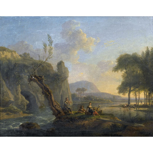 JEAN-FRAN�OIS-ANDR� DUVAL : Abendliche Flusslandschaft mit Pastorale (DOBIASCHOFSKY AUKTIONEN AG)
